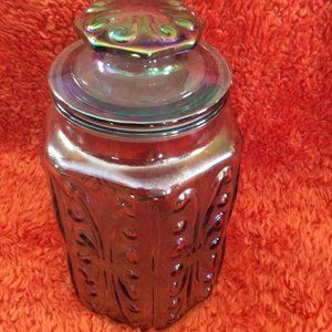 Vintage carnival glass cookie jar